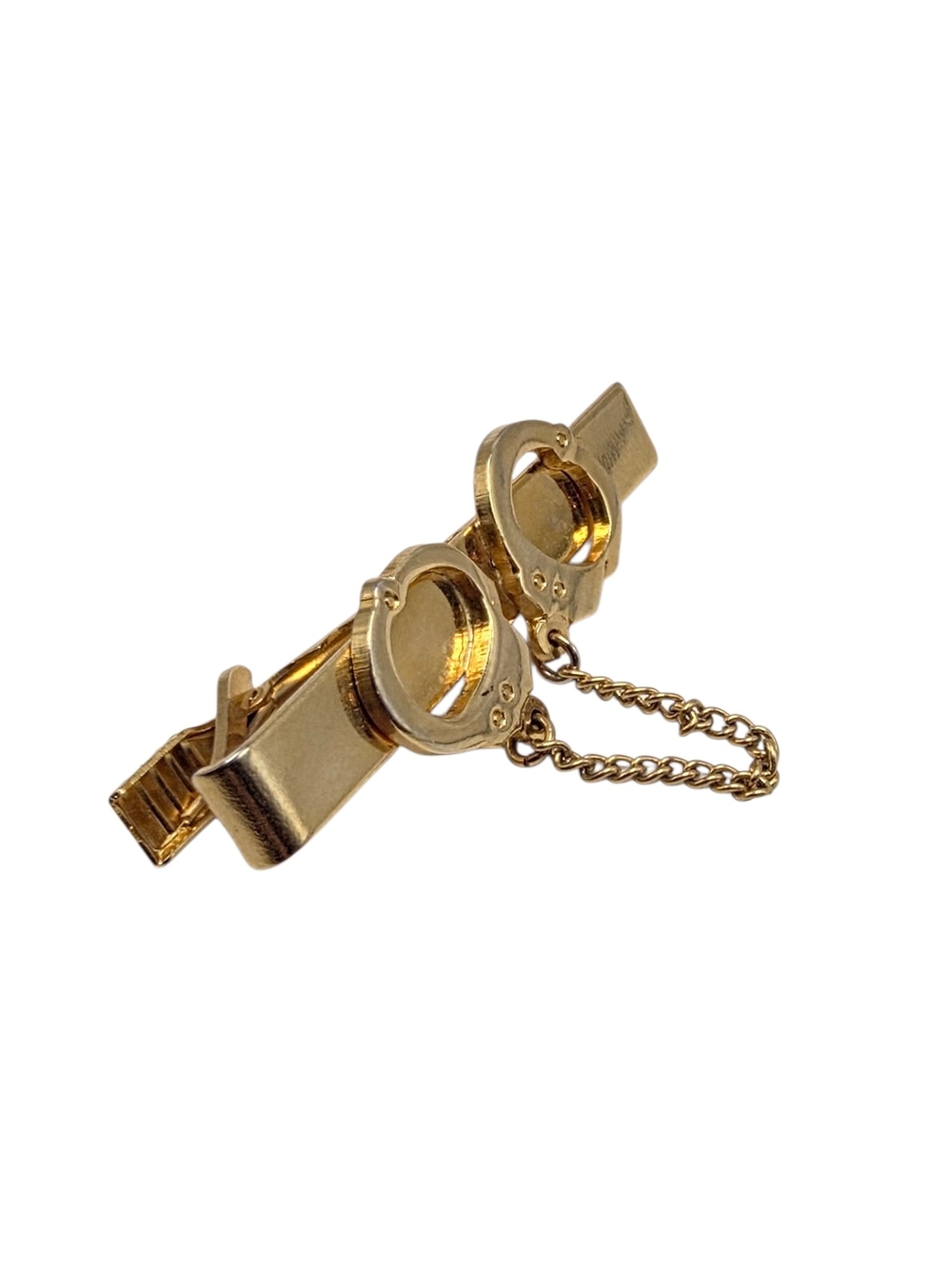 Vintage Attached Handcuff Police Tie Clip 2"